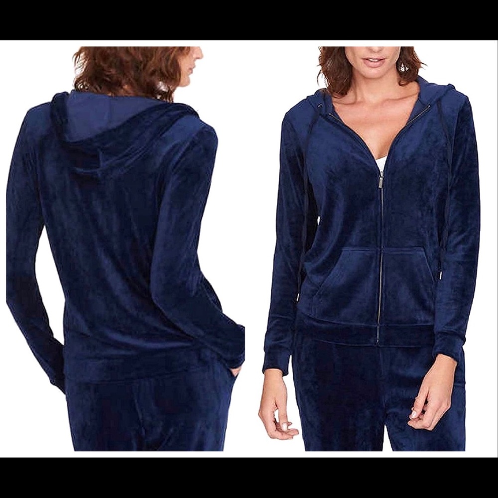 Glória Vanderbilt Navy Super Soft Velour Hoodie